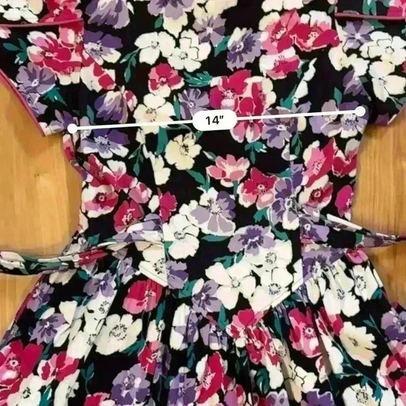 Vintage 80s Floral Dress Open Back Knee Length Skirt Size Small - Picture 4 of 11